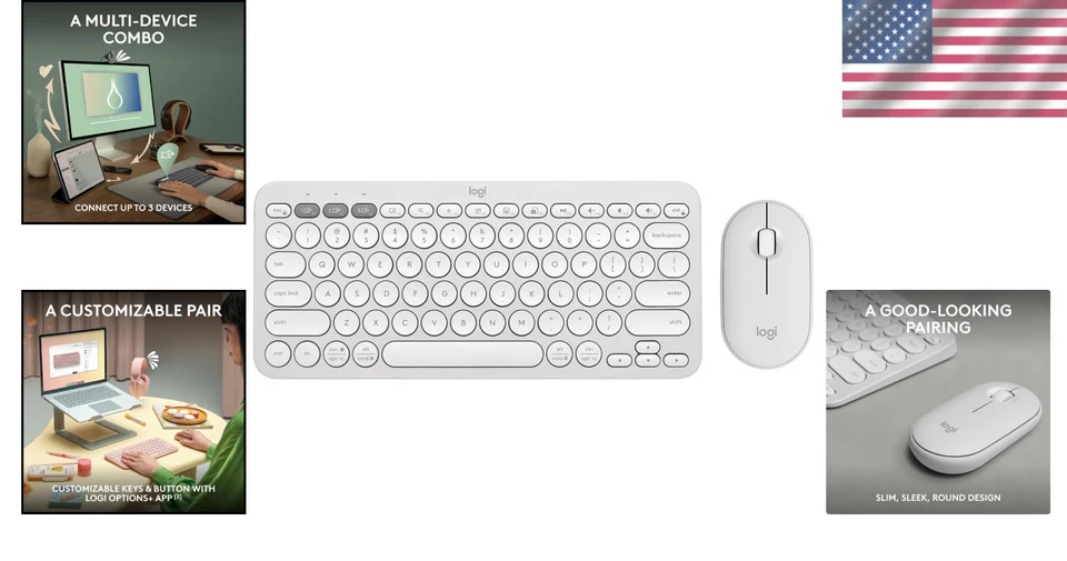 Pebble 2 Combo Wireless Keyboard & Mouse - Tonal White - Image 2 of 4