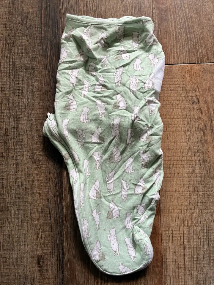 Disney Bebé Niño Niña Lindo Winnie The Pooh 100% Algodón Envoltura Verde Claro 0-3M Foto 4 de 4