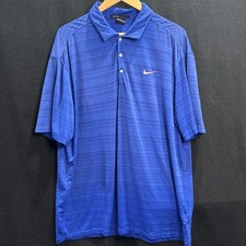 Nike Tiger Woods Collection Polo Shirt Mens XL Blue Dri-Fit Golf Performance