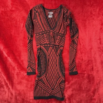 Robe Mini Bodycon Seamless Intimately Free People XS/S Rouge Noir Géométrique - Photo 1/4