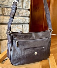 Pebbled Leather Crossbody Shoulder Bag Stone Co. Brown Purse Organizer