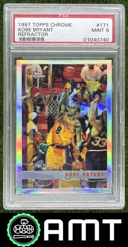 Kobe Bryant PSA 9 1997-98 Topps Chrome Refractor Los Angeles Lakers #171 0740