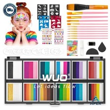 Face Painting Kit for Kids 12 Colors Split Cake Palette with Brushes Stencils