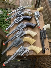 Lot of 9 Vintage Die Cast PONY BOY Cap Gun Metal Cowboy Pistol All But 2 Work