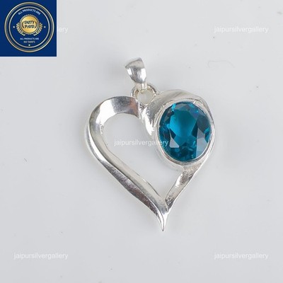 925 Sterling Silver Oval Apatite Gemstone Heart Shape Elegant Bezel Wife Pendant