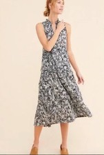 MAEVE ANTHROPOLOGIE marya tiered midi dress size S Small Womens Sleeveless