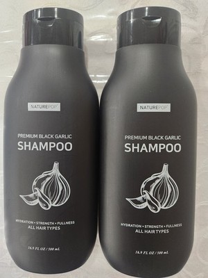 2 NATUREPOP PREMIUM BLACK GARLIC SHAMPOO PREVENT HAIR LOSS HYDRATION MADE KOREA