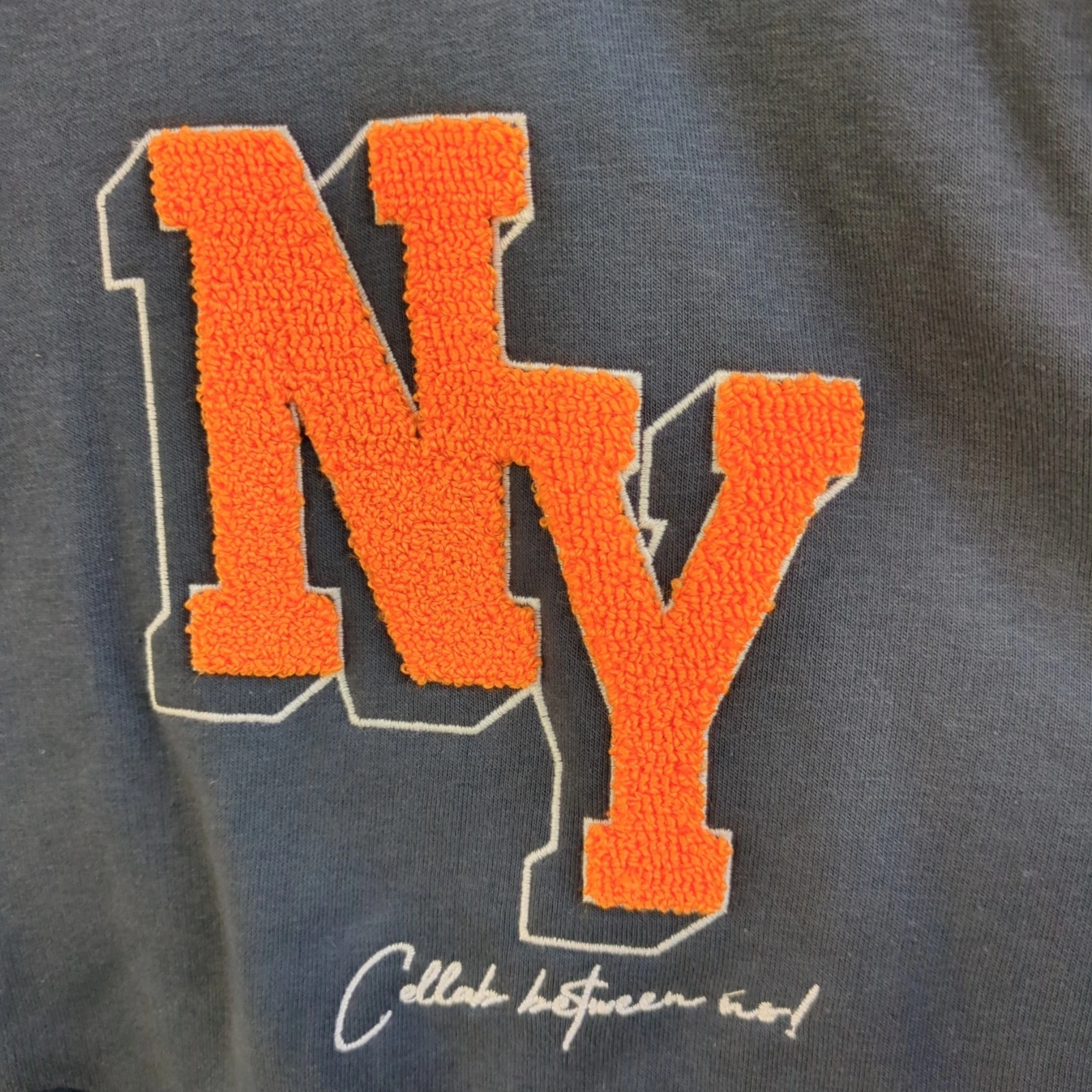 Zara Patch BOMBER JACKET New York Orange & Blue NY Baseball Varsity Men’s XL image 3