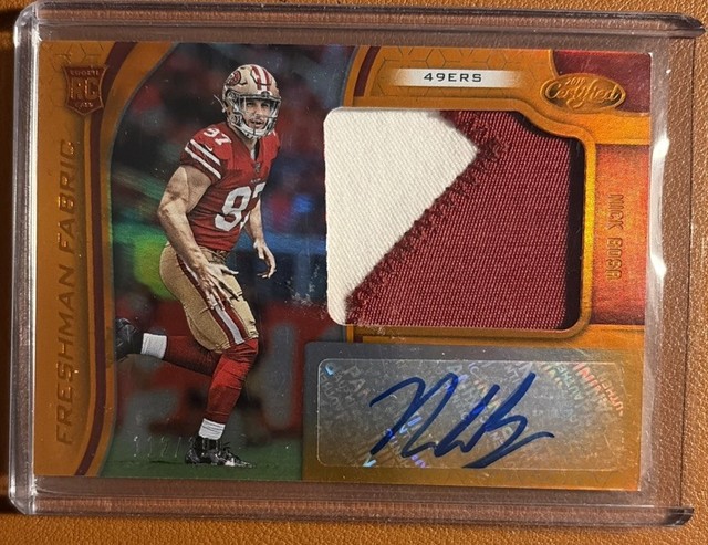 2019 NICK BOSA CERTIFIED AUTO PATCH JERSEY /199 49ers Freshman Fabric Rookie RC
