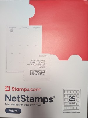 NEW 125 NetStamps (5 sheets) for USPS Stamps.com Postage - See Description
