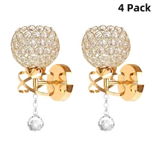 4-Pack Gold Crystal Wall Sconces, E26 Base Light Fixtures for Home & Bedroom