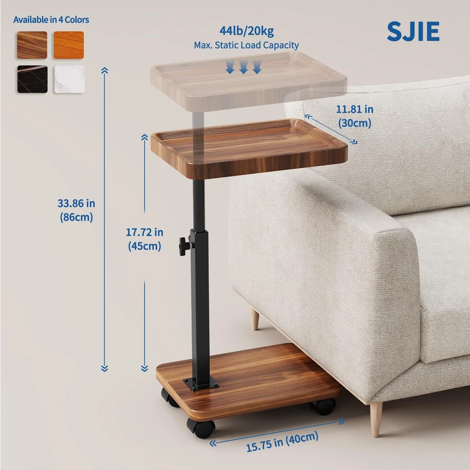 C Table End Table Adjustable Height, 360°Swivel TV Tray Table for Small Space... - Image 2 of 4