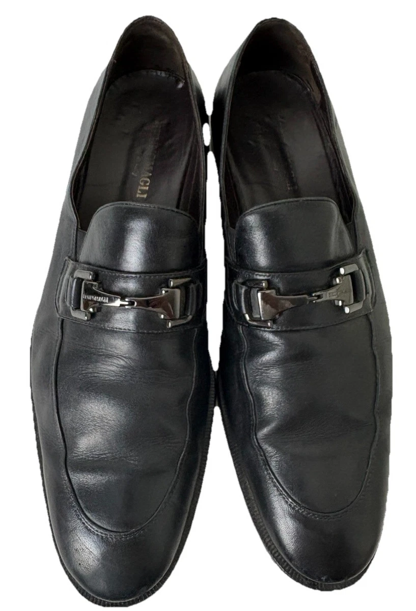 BRUNO MAGLI Sheepskin Leather Driving Loafers Shoes Men 9.5 Black Stretch Italy s-l400.jpg main image 3