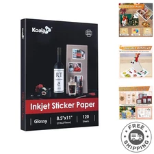 High-Quality 120 Sheet Glossy Sticker Paper - 8.5x11 Inches for Inkjet Printers