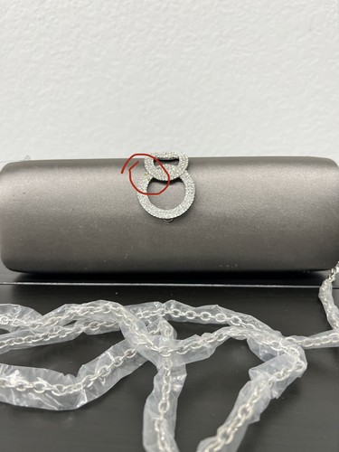 I.N.C. Women's Grey Satin Isabeel Double Ring Clutch Bag - Picture 2 of 7