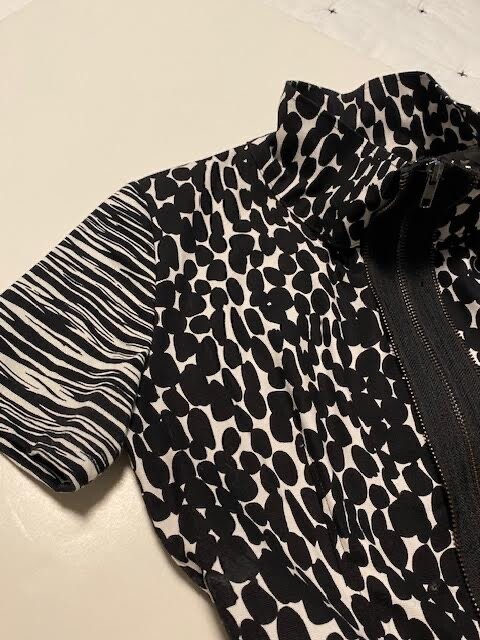 Sohung Designs Black & White PATTERN Adjustable Neck Zip Dress Small | eBay