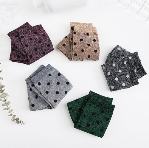 1 Paar Socken Original Lurex Glänzend Gepunktet Farbwahl T 37 38 39 - Bild 2 von 12
