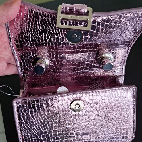 Freedom Shiny Pink Purple Small Mini Handbag With Strap - Picture 6 of 11