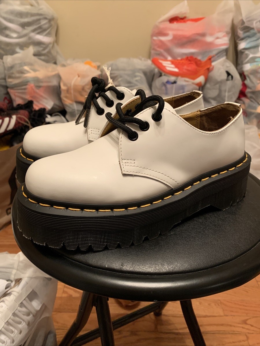 Martens 1461 Quad White Leather Lace Oxfords Size 39 Unisex Platform  Shoes