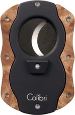 COLIBRI "CUT WOOD" DARK BROWN CIGAR CUTTER 24MM * NEW in BOX *