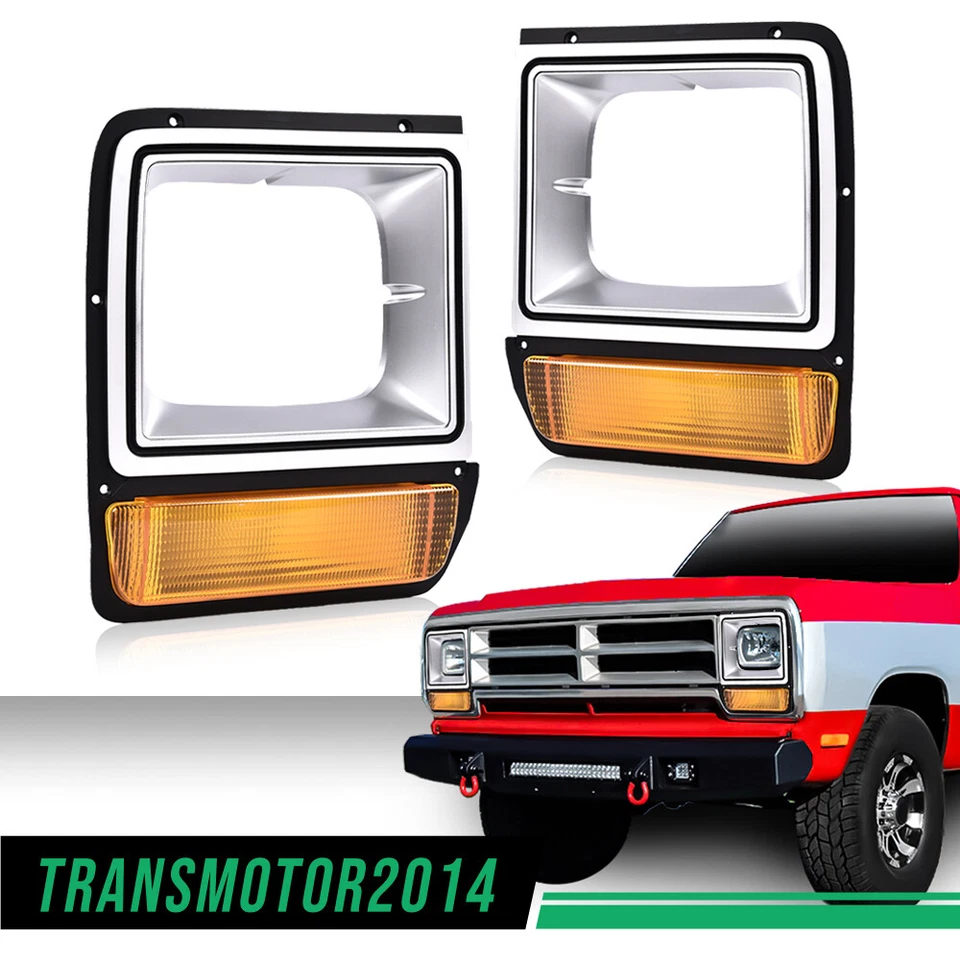 Par de bisel de faros aptos para camioneta Dodge con luz de estacionamiento en esquina Foto 2 de 4