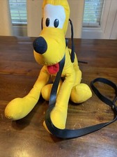 Vintage Disney Parks PLUTO 19 Plush On Leash Disney World/Land Exclusive RARE