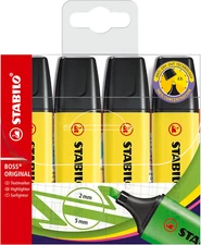 STABILO Highlighter BOSS ORIGINAL - Pack of 4 - Yellow