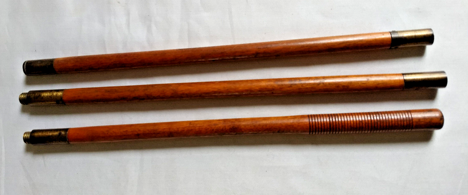 Vintage original 3part wooden 3 ft Snooker Cue, brass fittings