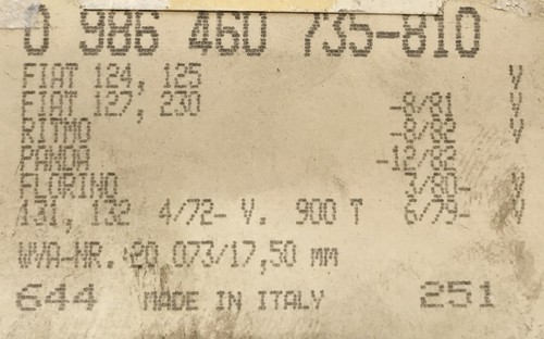 Bosch 0986460735 Scheibenbremsbeläge Bremsklötze,Bremsbeläge passend für Fiat - Picture 2 of 2