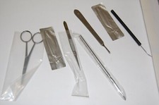 new, high quality set dissecting tools scissors scalpel probes forceps college