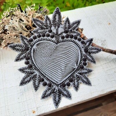 Milagro Sacred Heart reflective embroidered patch iron on
