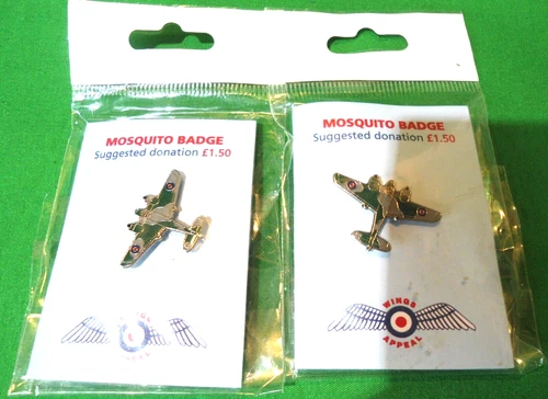 Genuine RAF Royal Air Force Wings Appeal WW2 Mosquito Enamel Aircraft Badges x2