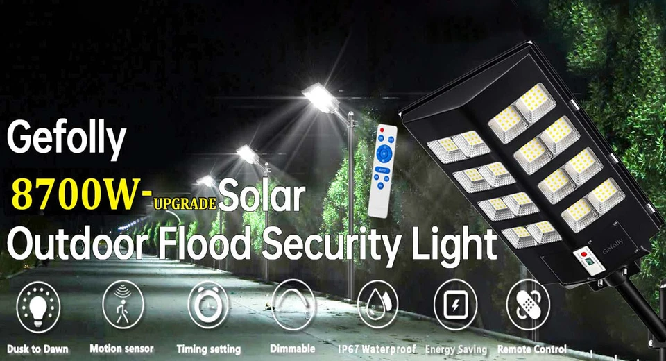 9999999999900LM Commercial Solar Street Lights Outdoor Dusk to Dawn Super Bright - Image 2 of 4