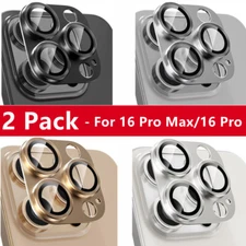 2 Pack For iPhone 16 Pro Max/ 16 Pro Tempered Glass Metal Camera Lens Protector