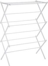 Foldable Laundry Drying Rack Steel White 29.5x14.5x41.8in Indoor Outdoor