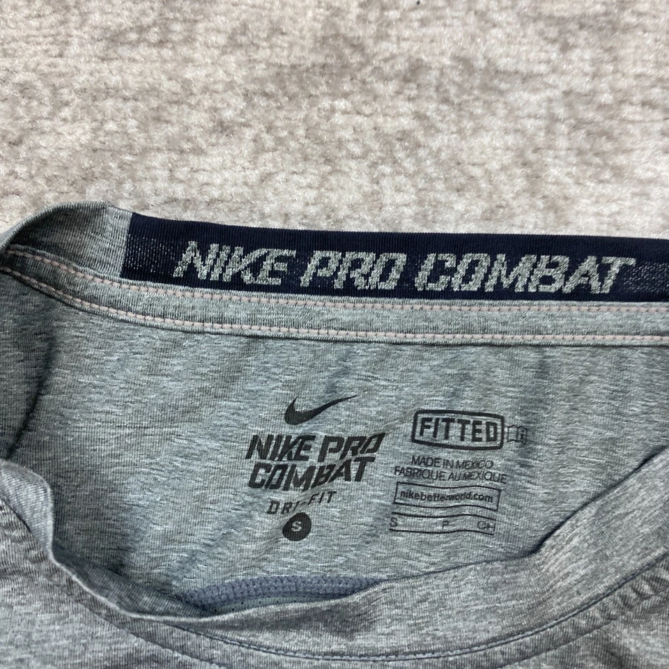 Camisa de Combate Nike Pro Pequeña Gris Compresión Rendimiento Swoosh Drifit Prep Para Hombres Foto 4 de 4