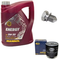 MotoröL ÖLfilter SM836 5W30 5Liter + ÖLablassschraube FüR Skoda Vw Audi Seat