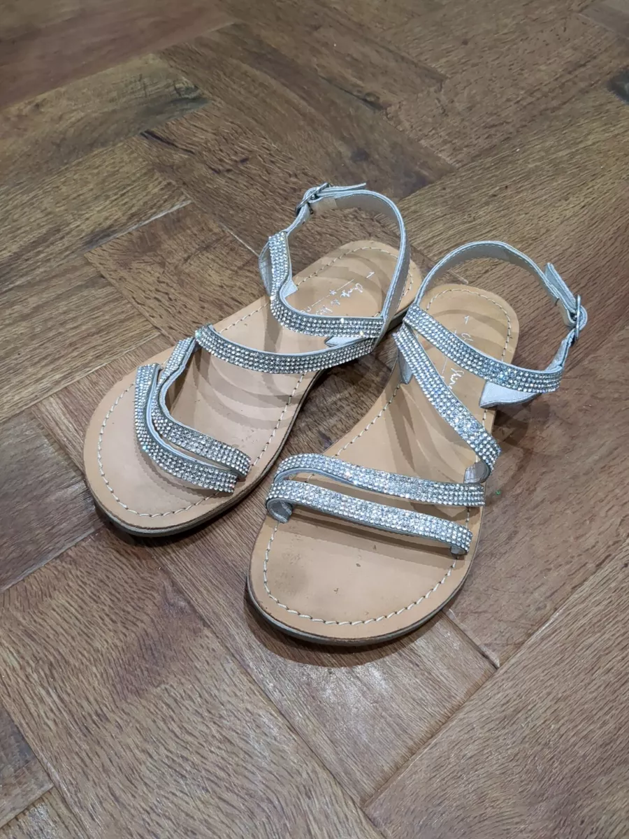 Next Girls Silver Diamond Sparkly Sandals Size 1 eBay