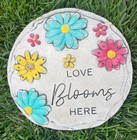 “LOVE BLOOMS HERE” Stepping Stone Colorful Flowers Lawn Garden Step Stone