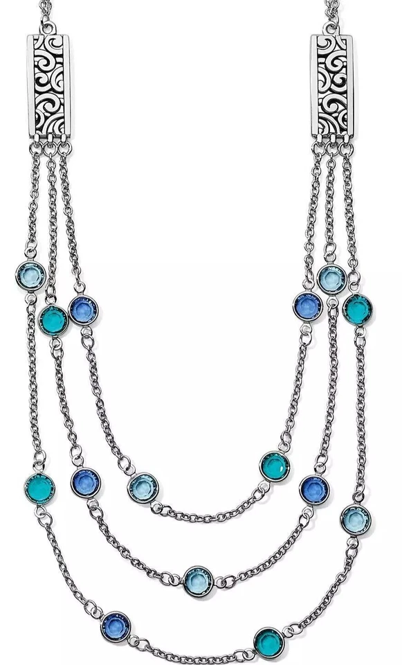 NWTag Brighton ELORA GEMS Multi-Layer Necklace Blue Crystals MSRP $118