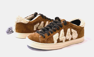 P448 Women's John Faux Shearling Suede Sneakers Slavia Brown SZ. EU-41 US-10.5