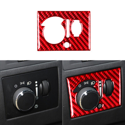 Red Carbon Fiber Headlight Switch Panel Trim For Dodge Challenger 2008-14 Type B