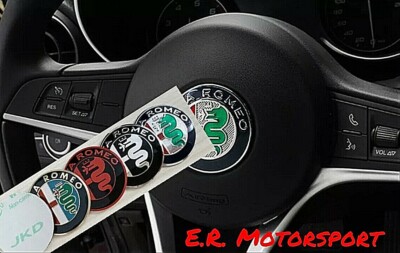 Logo Per Volante Alfa Romeo Nero Specchio - 40 Mm, In Metallo Con Biadesivo | Compatibile Con Giulietta, Mito, 159 - Foto 9