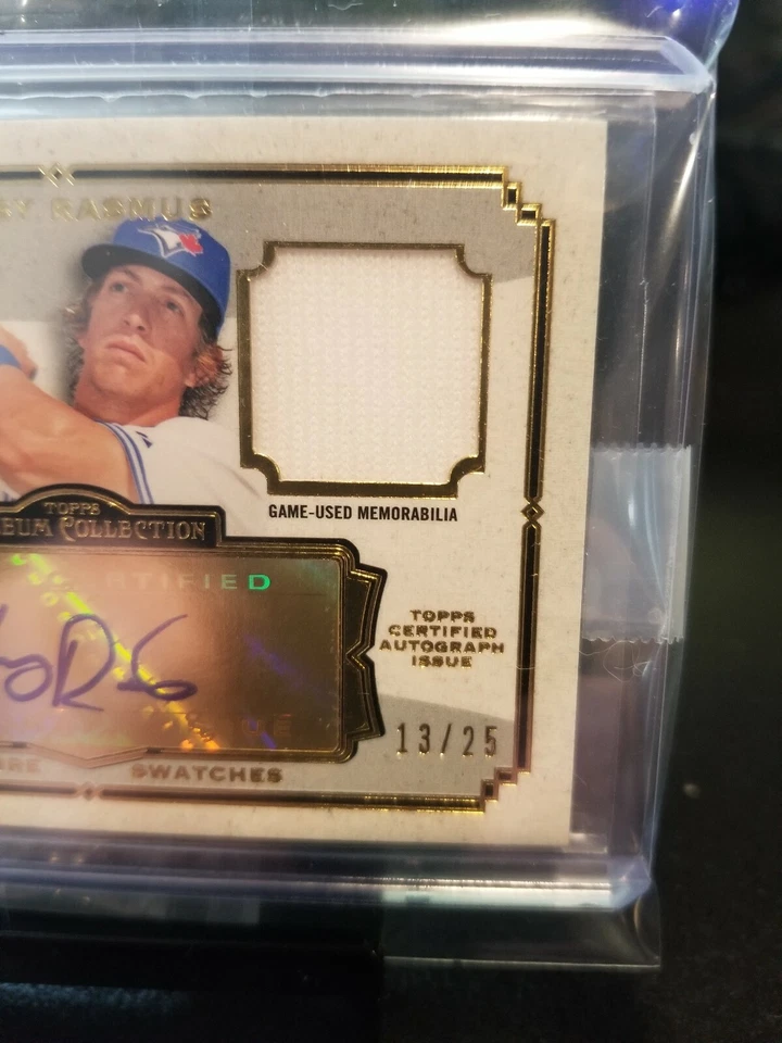 Camiseta deportiva Cody Rasmus #13/25 Topps Museum 2013 parche reliquia gema automática. Foto 4 de 4