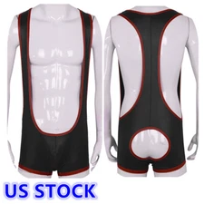 Mens Singlet Bodysuit Mankini Wrestling Boxer Jumpsuit Jockstrap Underwear