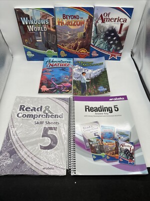 Abeka 5th Grade Reading Complete Set  of 5 Readers, Skills Sheets & Teacher Keys