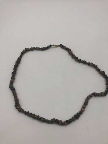 Tiger's Eye Tumbled Chips Stone Gemstone necklace 75cm