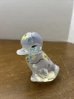 Fenton Clear Opalescent Glass Duckling Figurine Floral Duck SIGNED Vintage Rare
