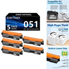 KCMYTONER 051 CRG051 5PK Compatible Toner Cartridge Replacement Canon 051 Toner