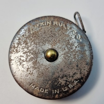 Seltenes Lufkin Rule Co Miniatur Metall Maßband 1m - 36'' Made In USA Vintage